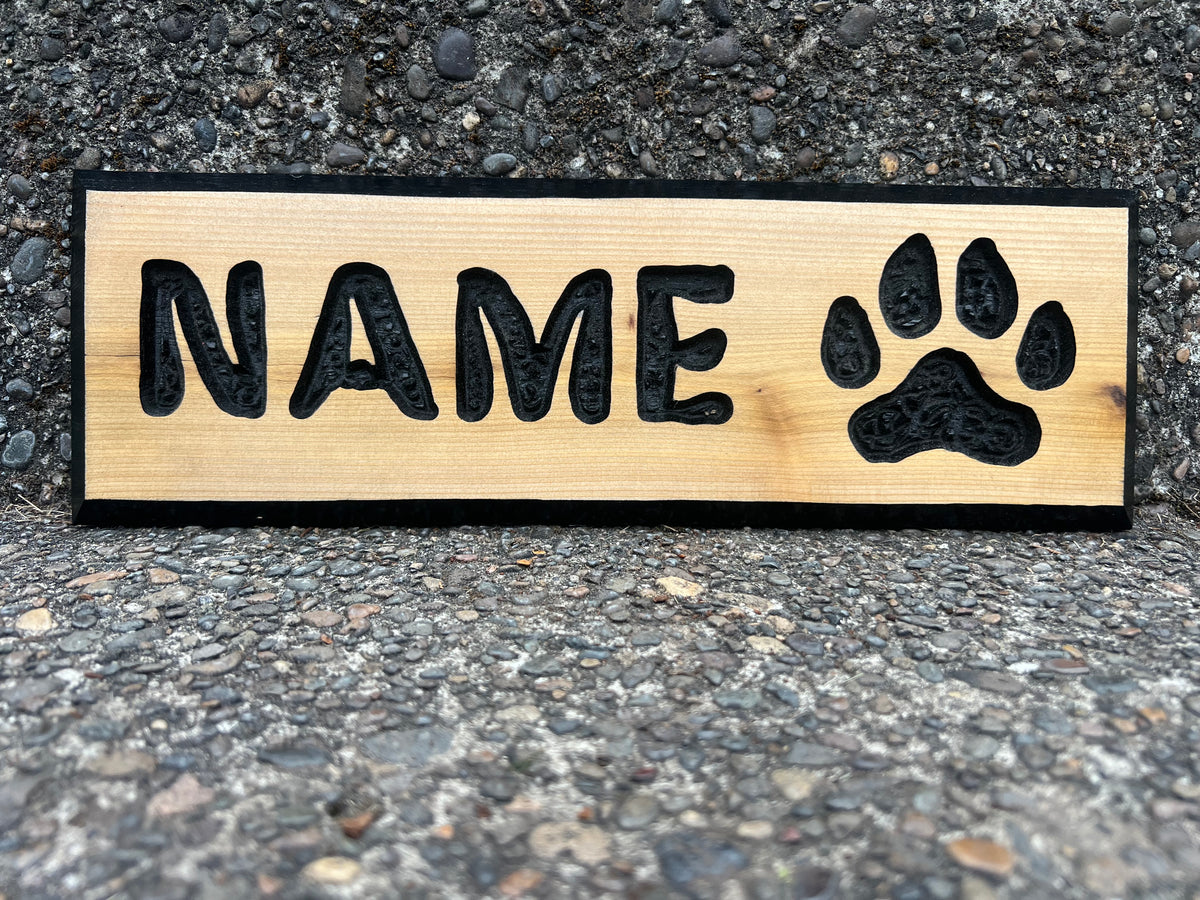 Dog Name With Paw Print Sign
